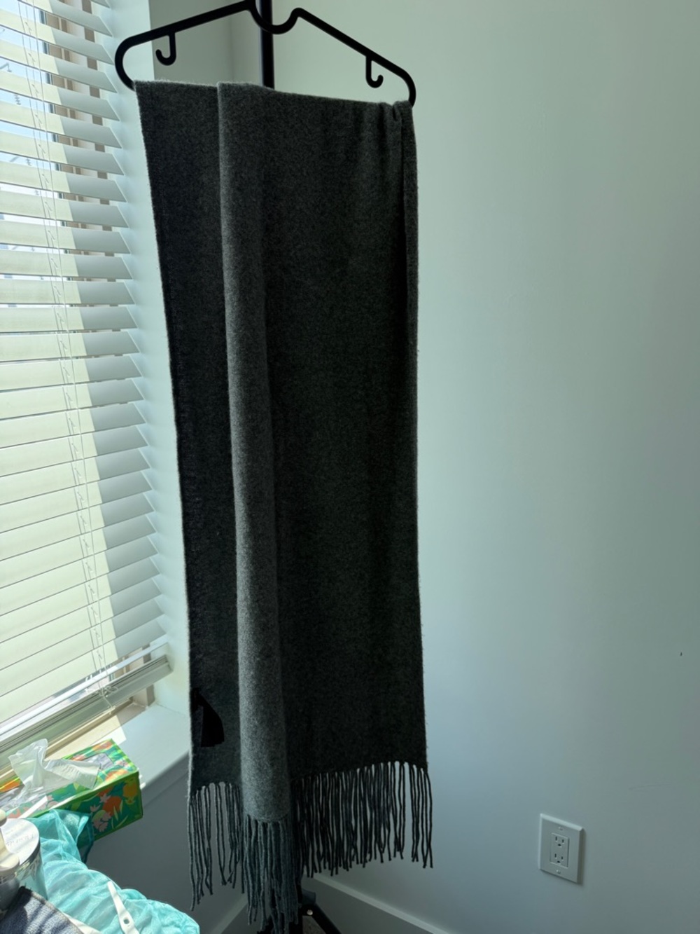 All Saints Grey Wool Blend Scarf